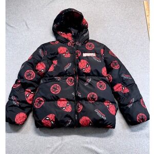 Marvel Spiderman Puffer Jacket Kids Size 14/16 XL Black Red Amazing‎ Spider-Man